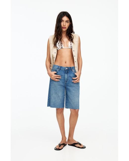 Pull&Bear Blue Baggy Jorts