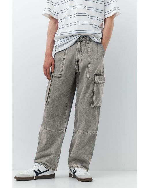 Pull&Bear White Baggy Cargo Jeans for men