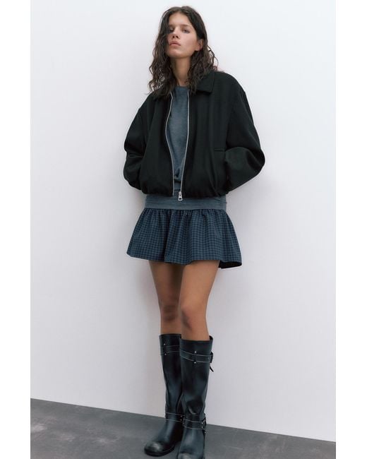Pull&Bear Black Soft Cloth Balloon Jacket