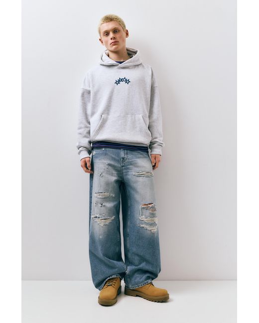 Pull&Bear Black Stwd Boxy Hoodie for men