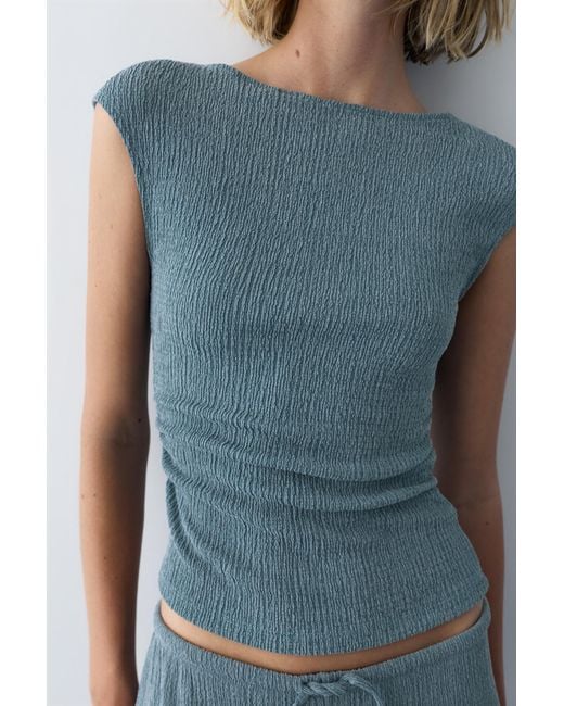 Pull&Bear Blue Crepe Top