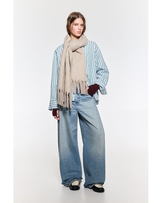 Pull&Bear Natural Maxi Mohair-Effect Scarf
