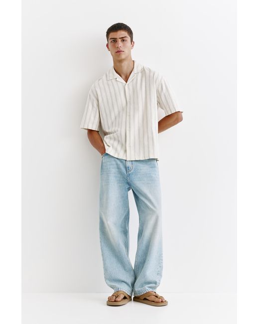 Pull&Bear White Striped Rustic Shirt for men