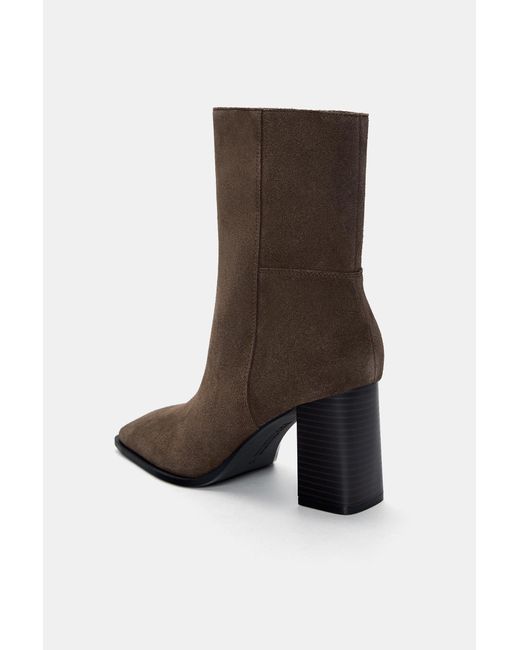 Pull&Bear Brown Leather High-Heel Ankle Boots