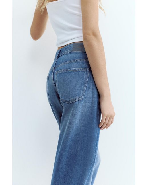 Pull&Bear Blue Low-Rise Straight-Leg Jeans