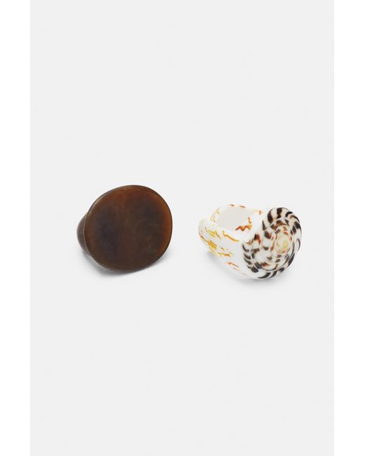 Pull&Bear White Pack Of Shell Rings