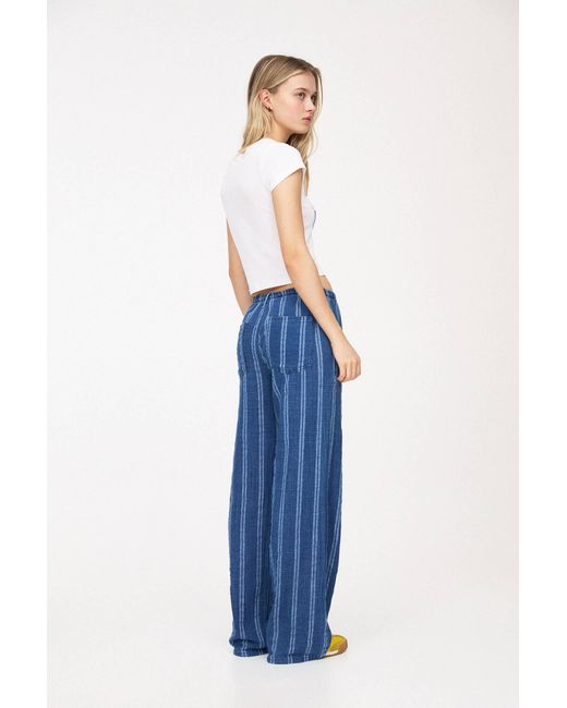 Pull&Bear Blue Rustikale Hose Mit Streifen