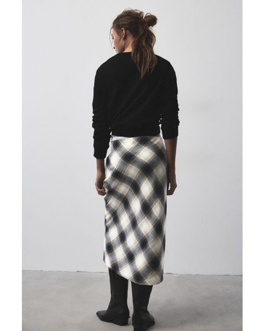 Pull&Bear Geruite Midi-Rok in het Blue