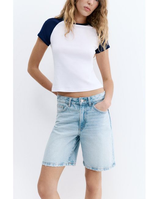 Pull&Bear Blue Denim Bermuda Shorts