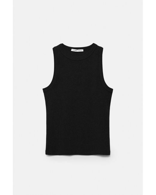 Pull&Bear Black Round Neck Tank Top