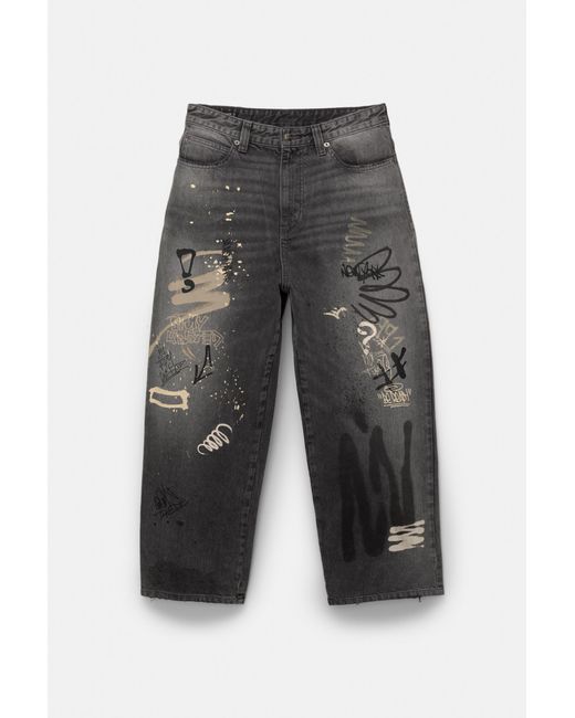 Pull&Bear Multicolor Stwd Graffiti Skater Jeans for men