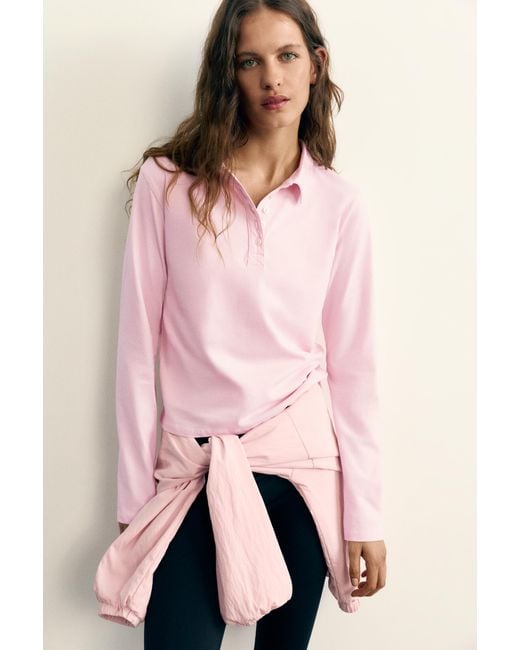 Polo Manches Longues Pull&Bear en coloris Pink