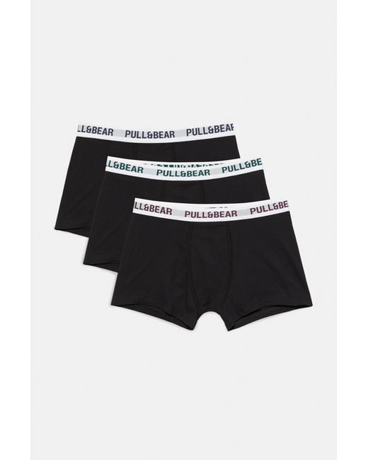 Pull&Bear Black Pack Of 3 Boxers for men