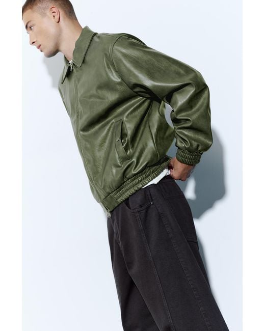 Pull&Bear Jack Met Leereffect in het Green voor heren