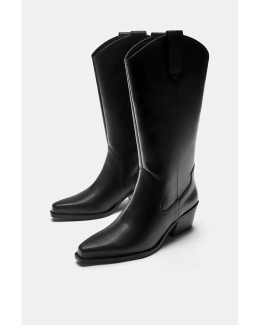 Pull&Bear Black Cowboy-Stiefel