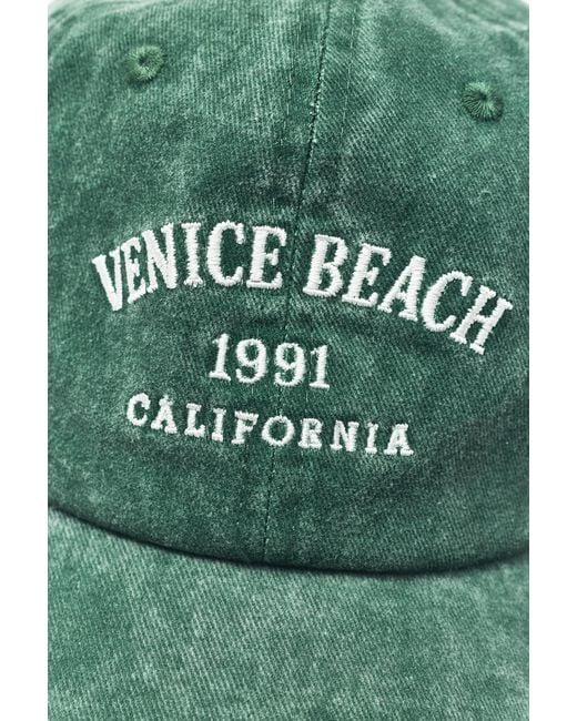 Pull&Bear Green Venice Beach Embroidered Cap