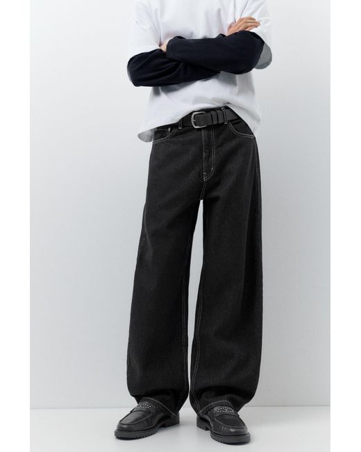 Pull&Bear Black Baggy Balloon Jeans for men