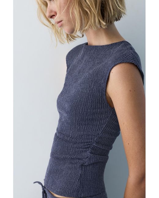 Pull&Bear Blue Crepe Top