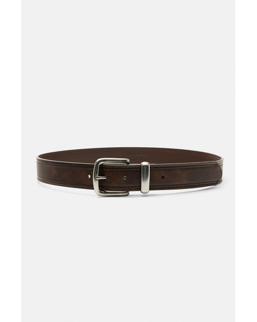 Pull&Bear Black Leather Effect Topstitched Belt for men