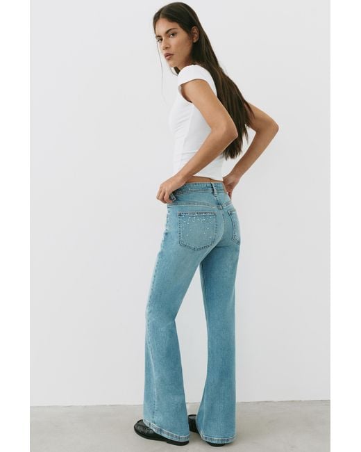 Pull&Bear Blue Rhinestone Boot-Cut Jeans