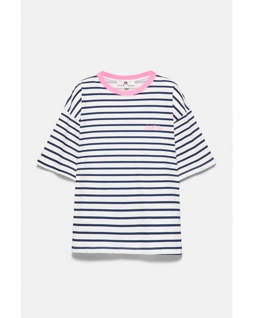 Pull&Bear Blue Oversize Striped T-Shirt