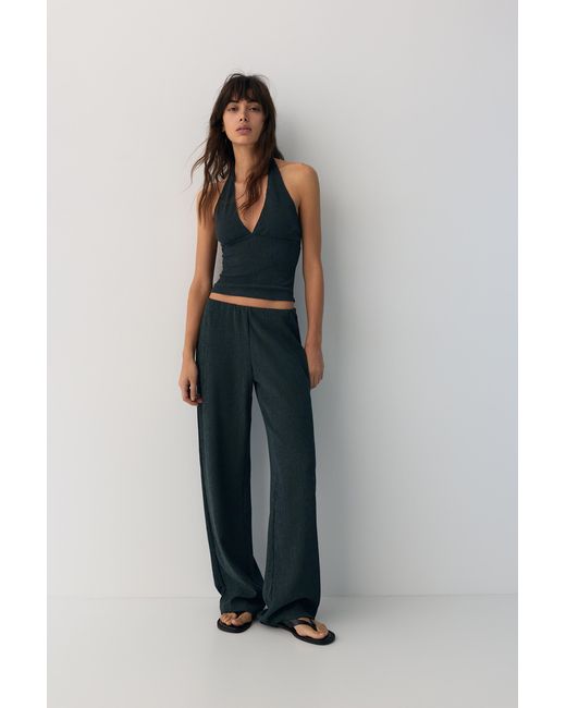 Pull&Bear Blue Crepe Halter Top