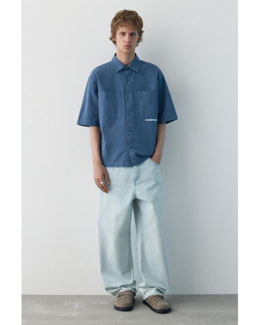 Pull&Bear Stwd Studio Kurzarmhemd in Blue für Herren