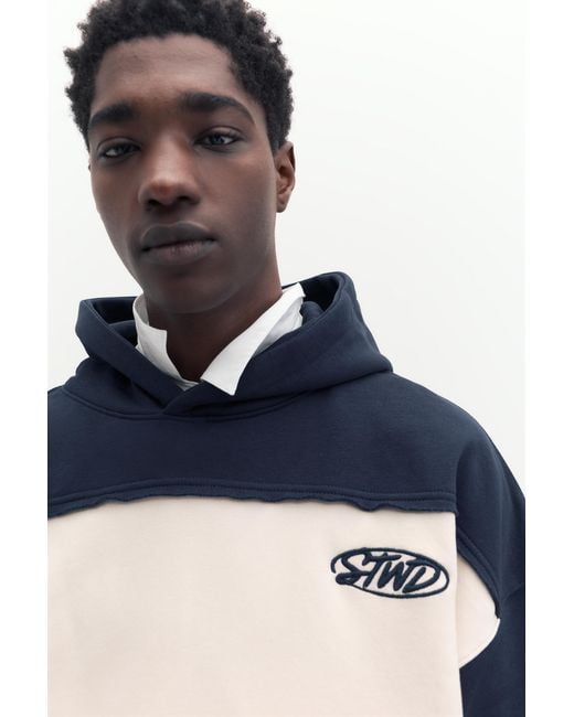 Pull&Bear Blue Stwd Studio Panel Hoodie for men
