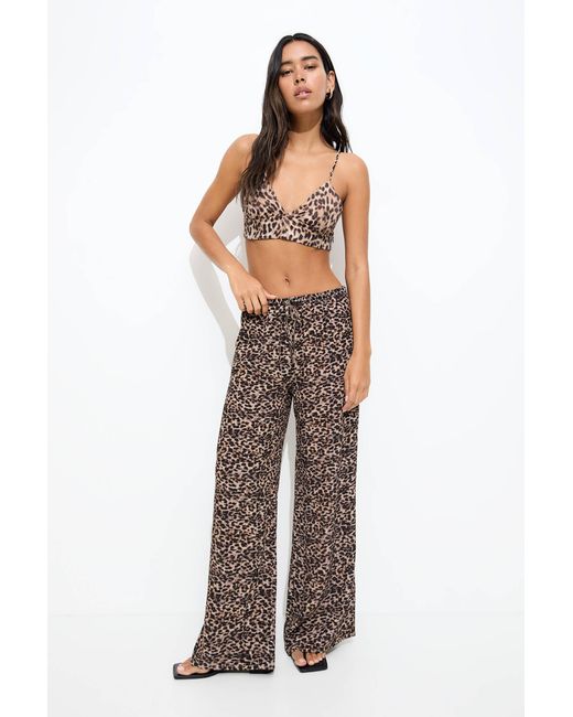 Pull&Bear Multicolor Flowing Animal Print Trousers