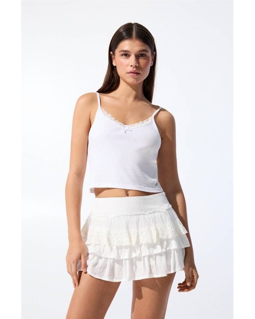 Pull&Bear White Ruffled Lace Skort