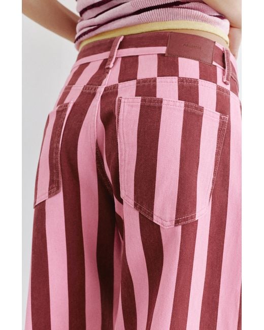 Pull&Bear Red Striped Barrel Jeans