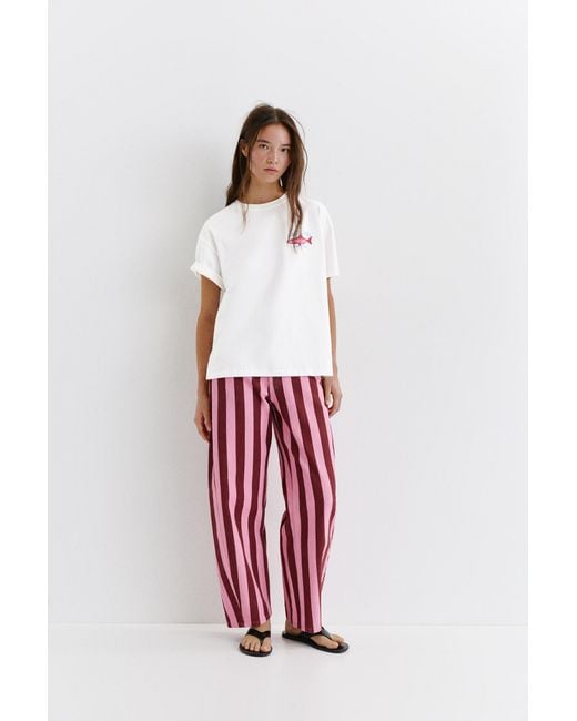Pull&Bear Red Fish Graphic T-Shirt