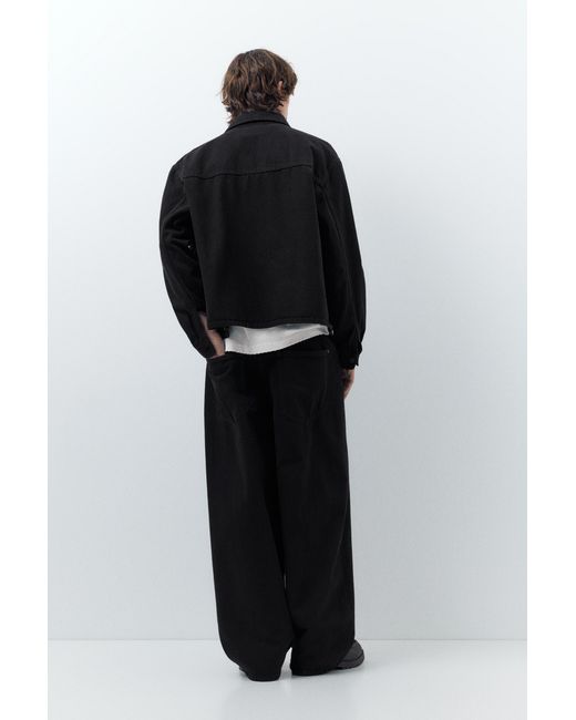 Pull&Bear Black Denim Overshirt for men