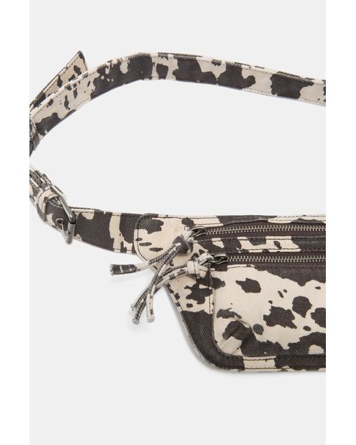 Pull&Bear White Cow Print Belt Bag