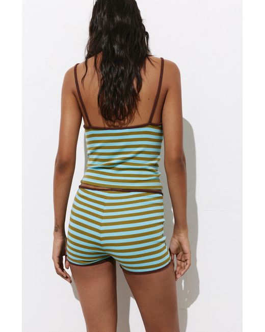 Pull&Bear Green Striped Strappy Top