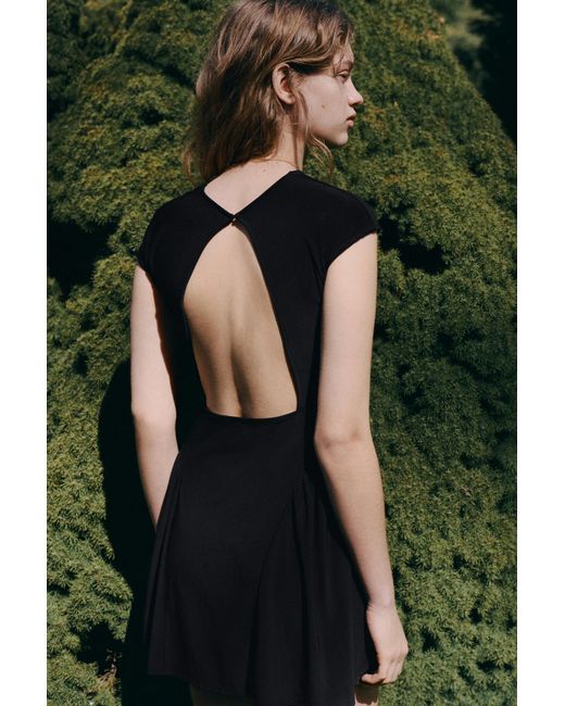 Pull&Bear Black Short Gathered Dress