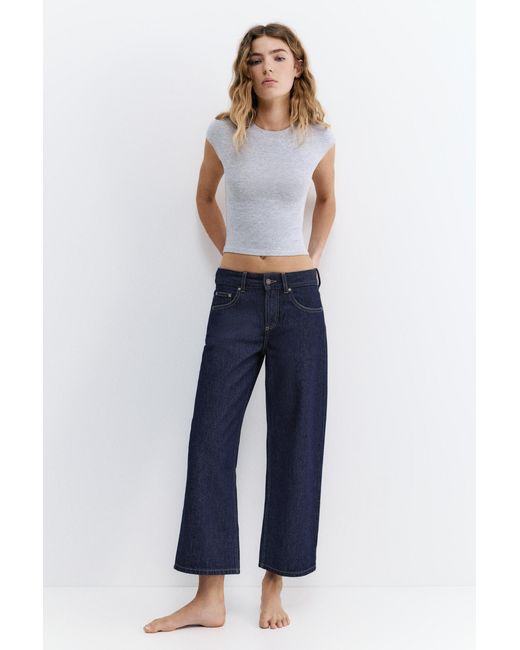 Pull&Bear Blue Low-Rise Culottes Jeans