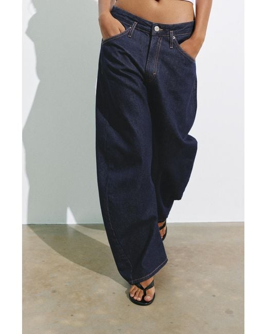 Pull&Bear Blue Low-Rise Barrel Jeans