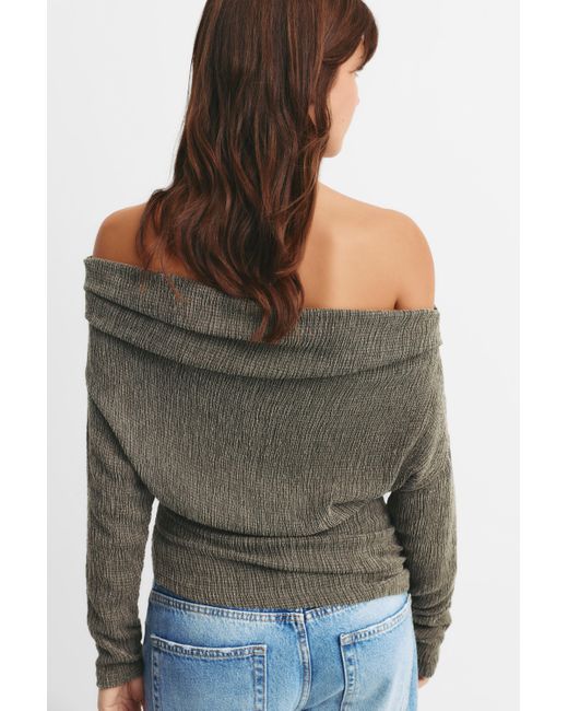 Pull&Bear Green Bambula-Top Mit Bateau-Ausschnitt