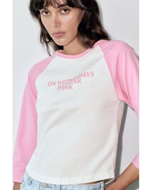 Pull&Bear White Mean Girls Raglan Sleeve T-Shirt