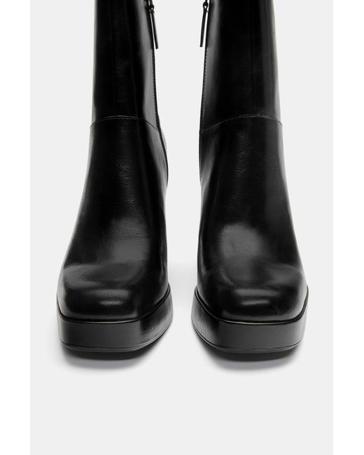 Pull&Bear Black Platform High-Heel Ankle Boots
