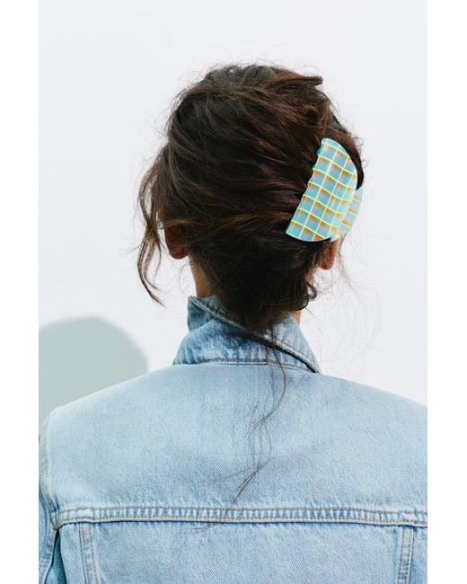 Pull&Bear Blue Curved Check Hair Clip