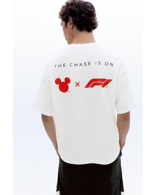 Pull&Bear Blue Disney X F1 Mickey Racing Team T-Shirt for men