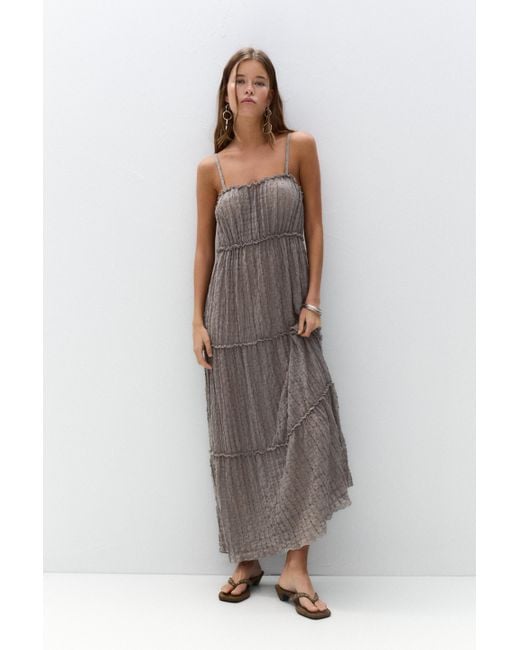 Pull&Bear Gray Midikleid Mit Paneelen