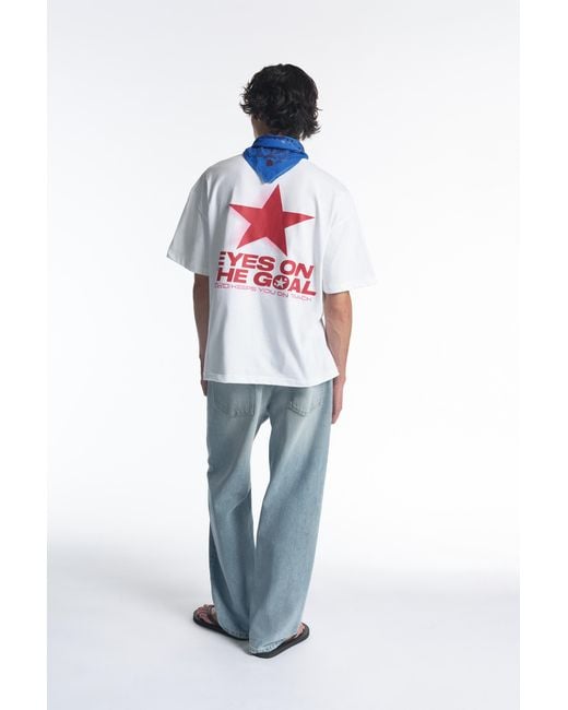 Pull&Bear White Stwd Star T-Shirt for men