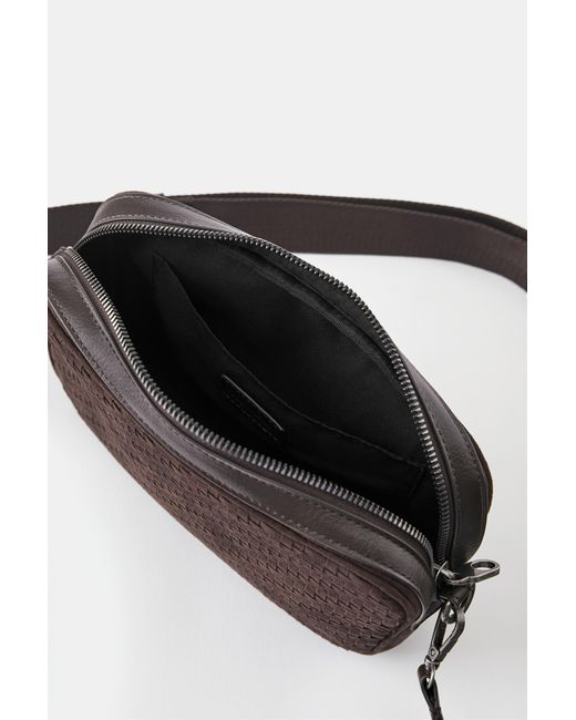 Pull&Bear Brown Woven Crossbody Bag for men
