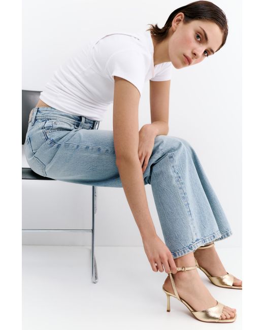 Pull&Bear Blue Metallic Heeled Sandals