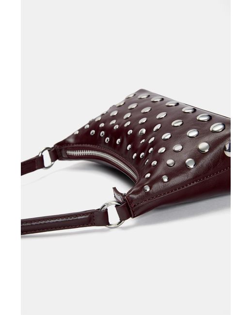 Pull&Bear Purple Schultertasche Mit Nieten