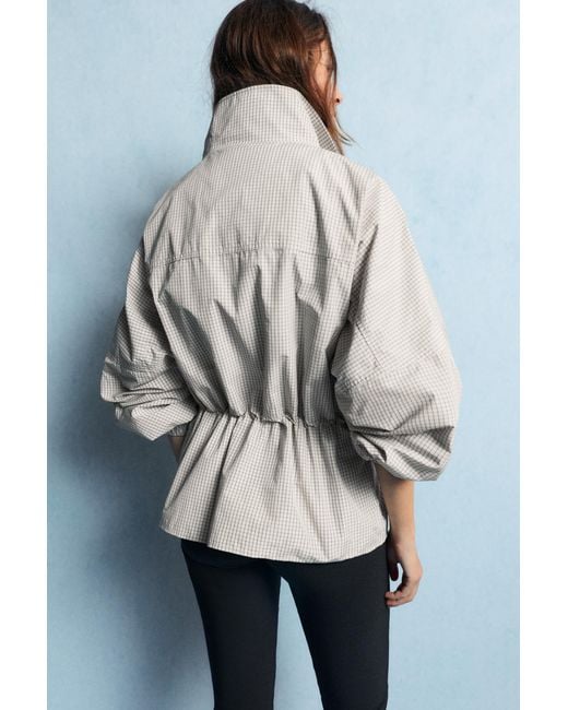 Pull&Bear White High-Neck Ruched Jacket