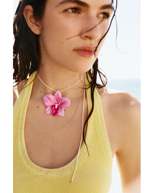Pull&Bear Pink Floral Necklace